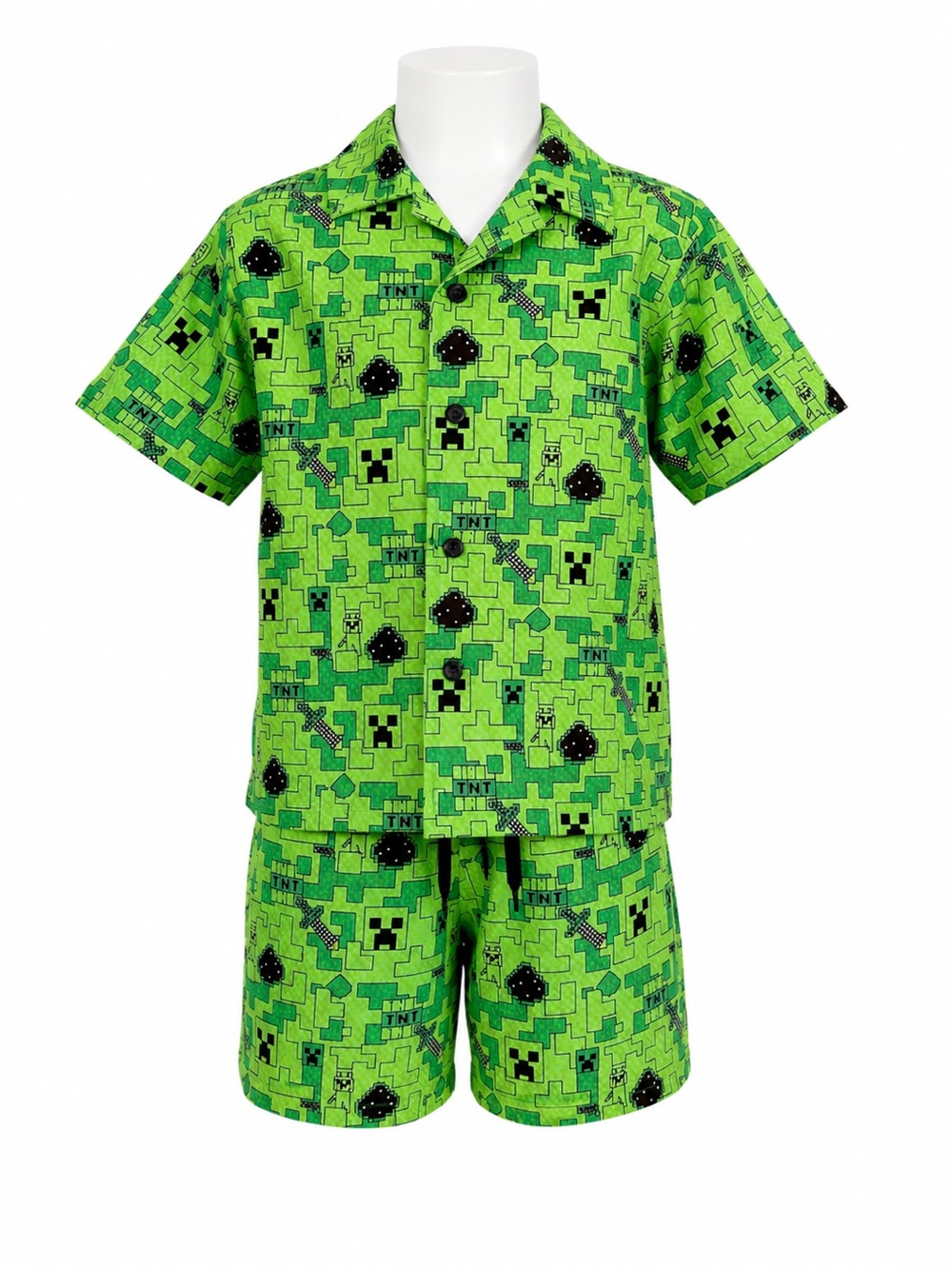 Size 6 Minecraft Point Zero Boys 2 Piece Lounge Set Green Graphic Outfit